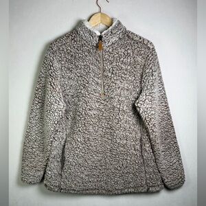 Nordic Fleece Women’s Sherpa Pullover Quarter Zip Teddy Faux Fur Sz M